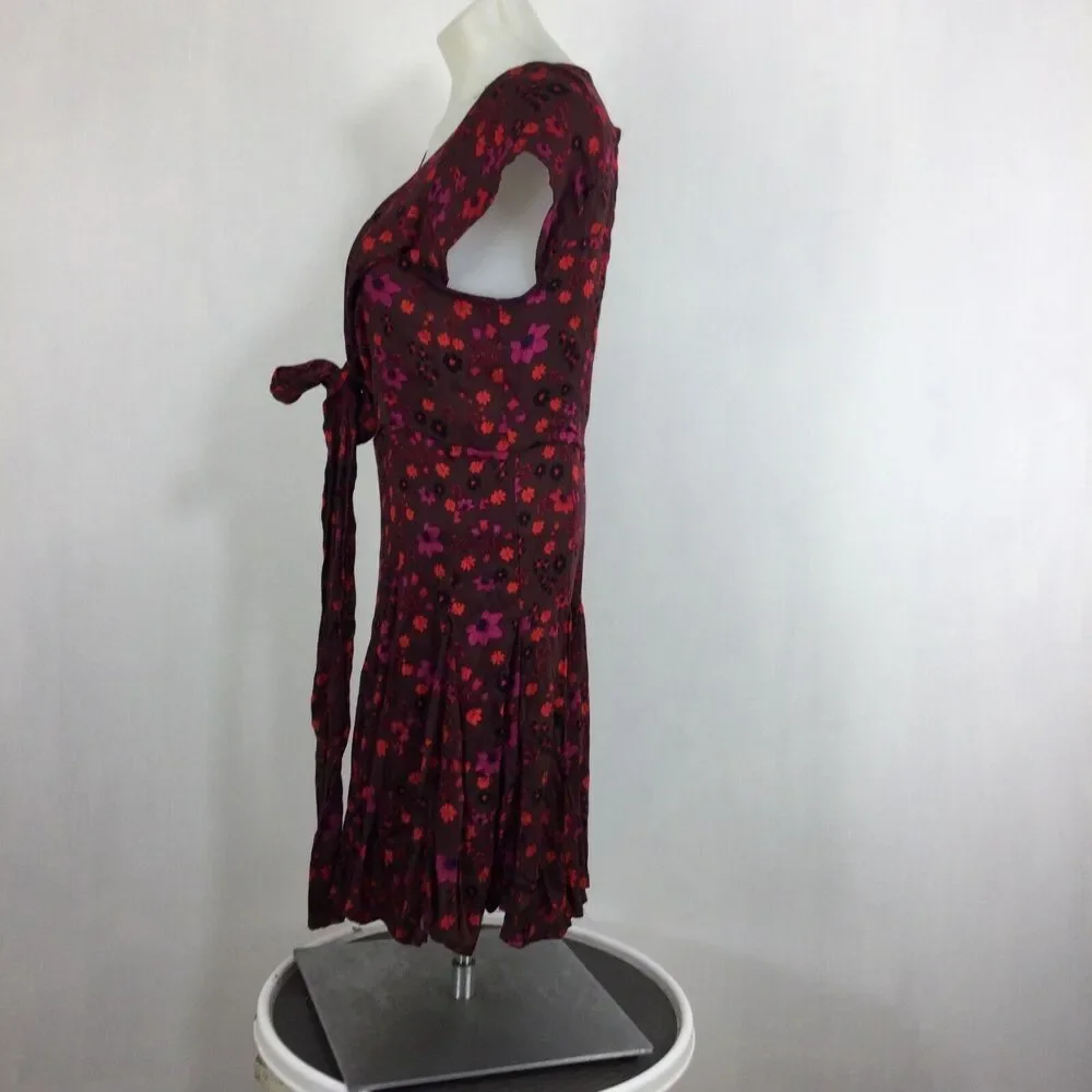 Free People Womens It Takes Two Wrap Dress Plum Combo Size XS NWT $128